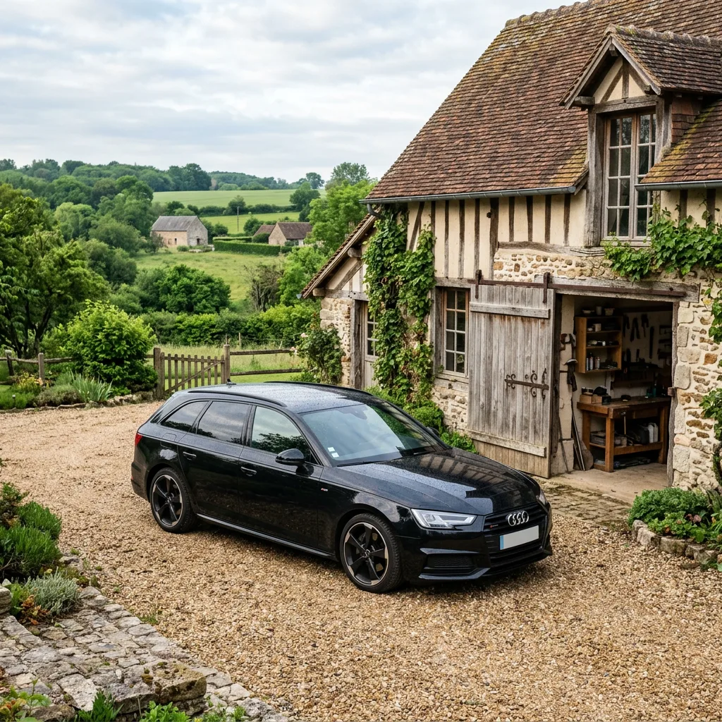 Illustration d'une Audi A4, exemple de berline équipée d'une boîte automatique S-tronic